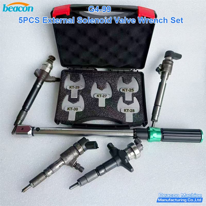 {BEACON MACHINE G4-99 Professional External Solenoid Valve Wrench Set for Diesel Injectors | Heavy Duty Common Rail Injector Tool}