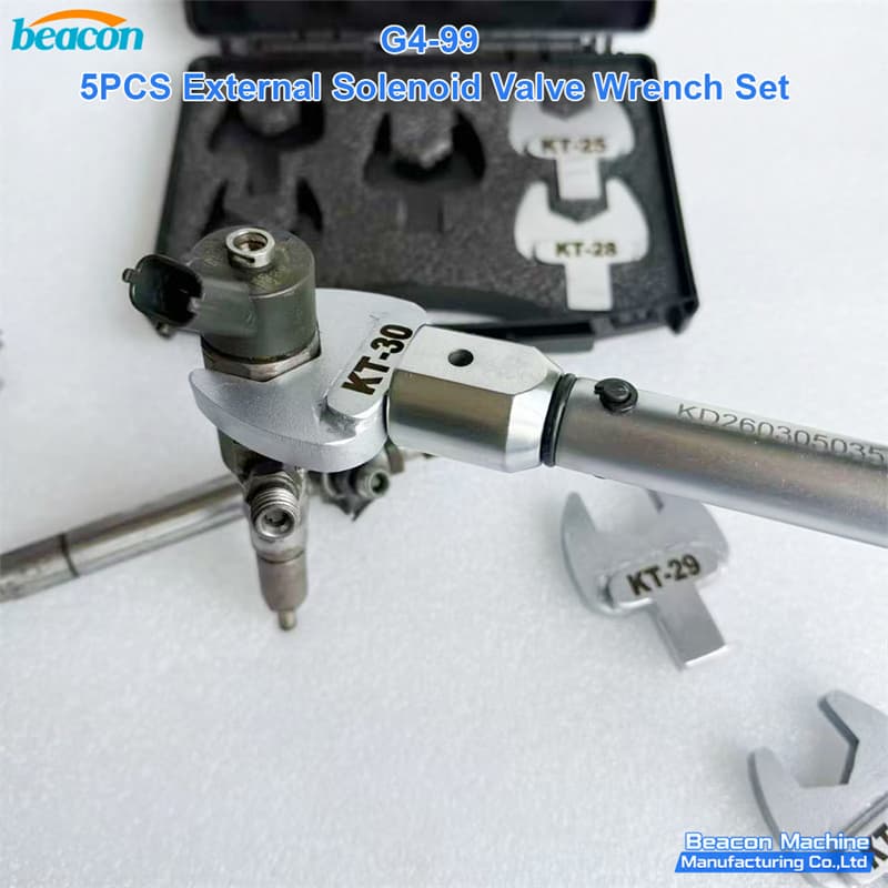 {BEACON MACHINE G4-99 Professional External Solenoid Valve Wrench Set for Diesel Injectors | Heavy Duty Common Rail Injector Tool}