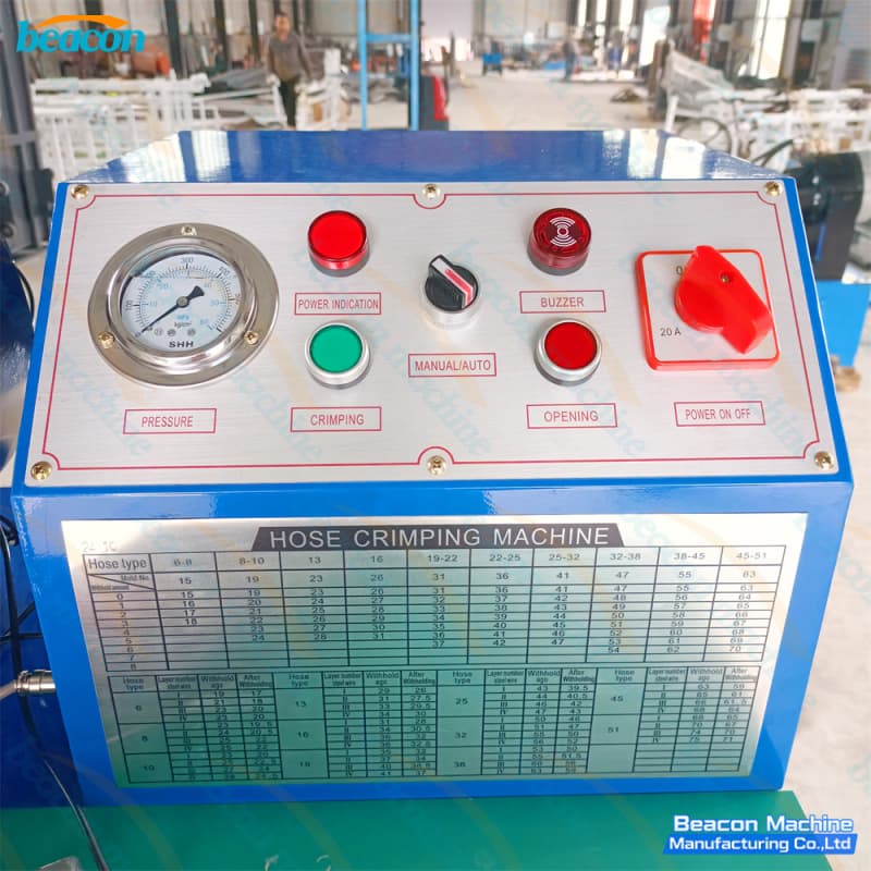 ergonomic foot pedal hydraulic pipe crimping equipment control area