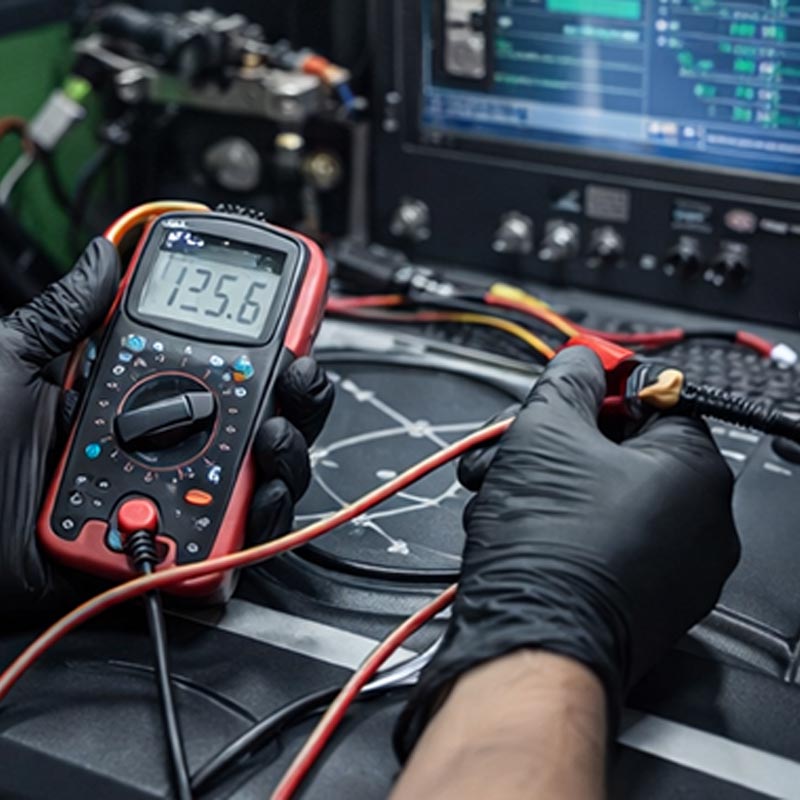 Professional technician following the common rail test bench maintenance guide on a digital Diesel Test Bench. Professional technician following the common rail test bench maintenance guide on a digital Diesel Test Bench.