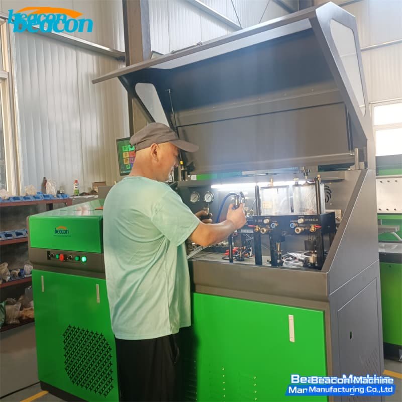 Performing post-test maintenance and diesel injector testing equipment troubleshooting on a Diesel Test Bench.