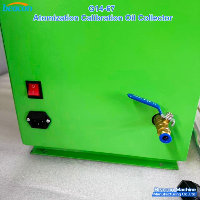 injector atomization testing oil collector for diesel calibration and analysis systems