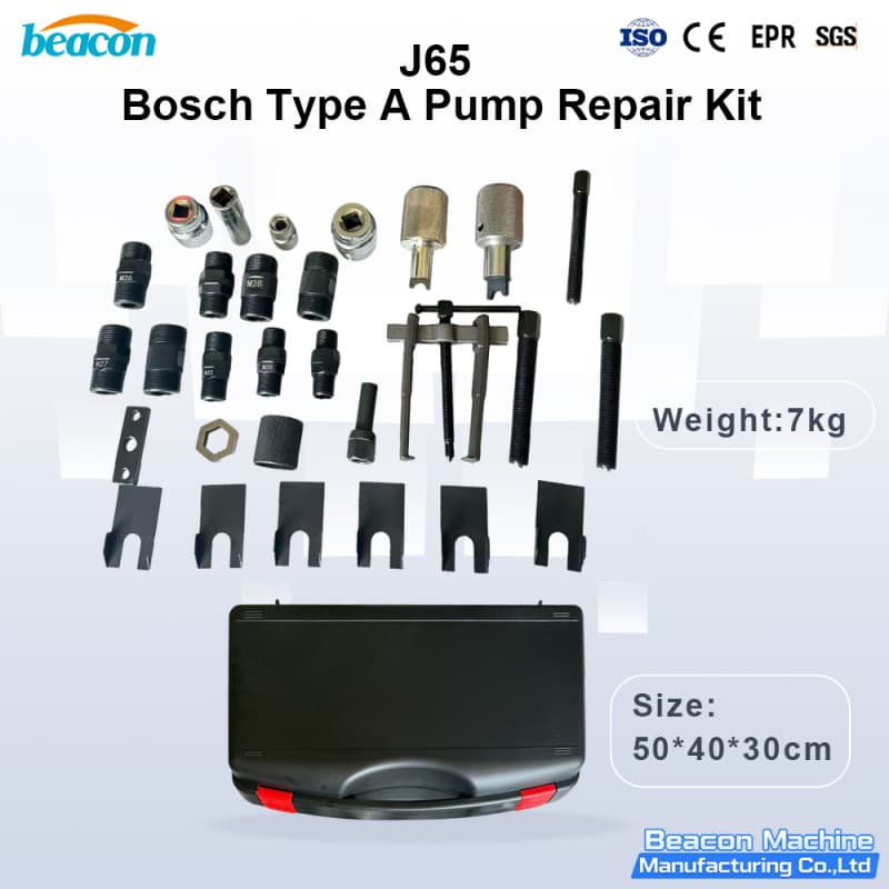J65 inline injection pump repair tool kit for Bosch A series diesel systems-size