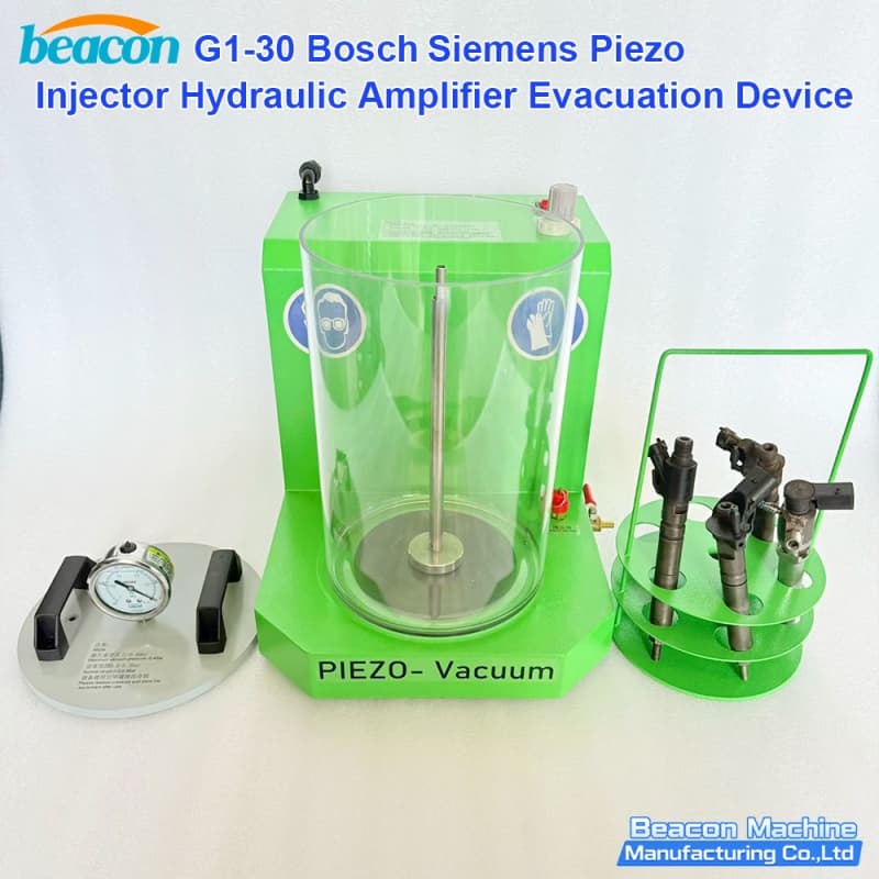 piezo injector hydraulic amplifier evacuation machine for diesel fuel system servicing