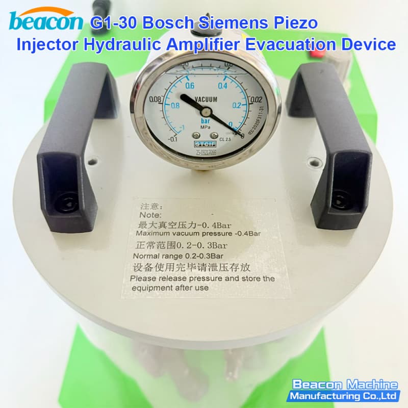 G1-30 vacuum machine for piezo injector hydraulic circuit preparation systems