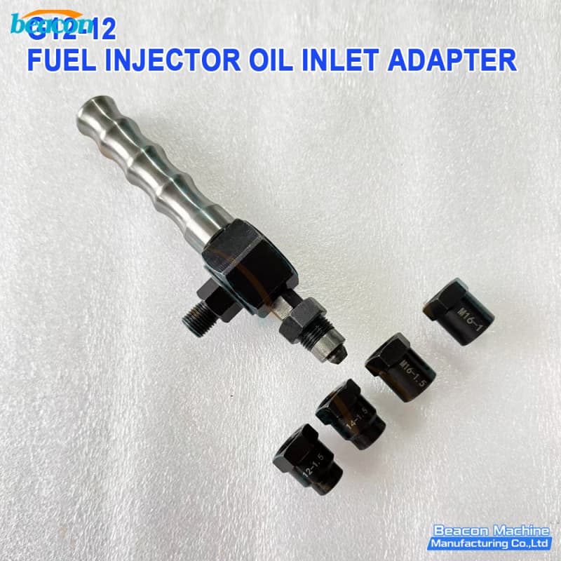 High pressure fuel injector testing connectors with interchangeable heads for Bosch and Denso series