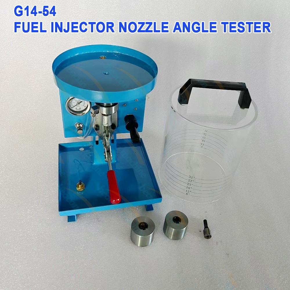 G14-54 fuel injector nozzle angle tester transparent graduated cylinder showing angle measurement scales.
