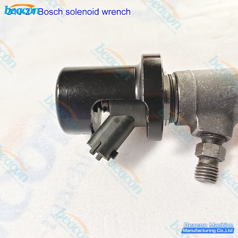 Bosch CRIN injector maintenance using G10-24 specialized solenoid disassembly tool.
