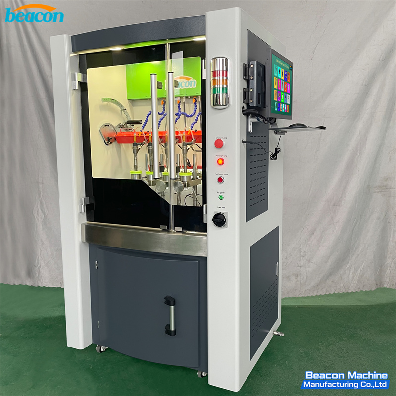 Full profile of BC800-PRO test bench featuring industrial PC monitor and dual-door design.