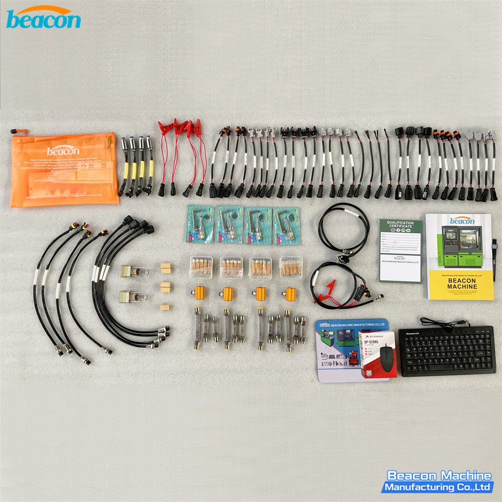 BC800-PRO common rail test bench full accessory kit including specialized harnesses and adaptors.