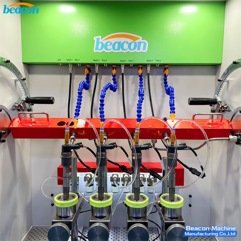 Close up view of the BC800-PRO designed to test 4 injectors simultaneously using high-precision diesel injection testing equipment.