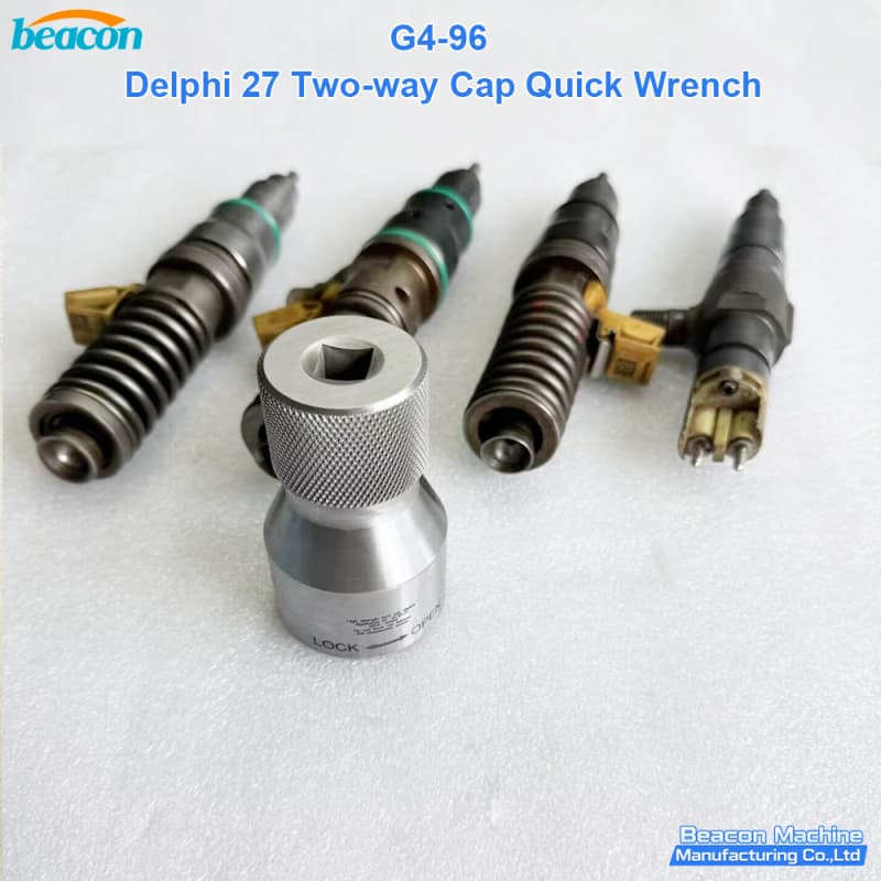 G4-96 Delphi 27 two-way cap quick wrench shown alongside multiple EUI injector units.
