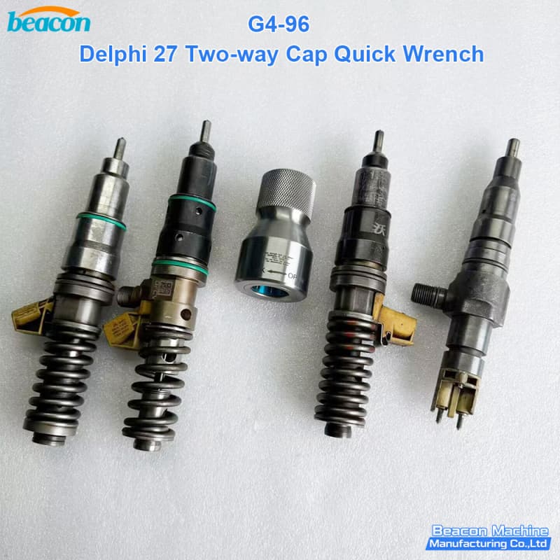 Top perspective of Delphi 27 series nozzle cap wrench highlighting the 1/2 inch square drive.