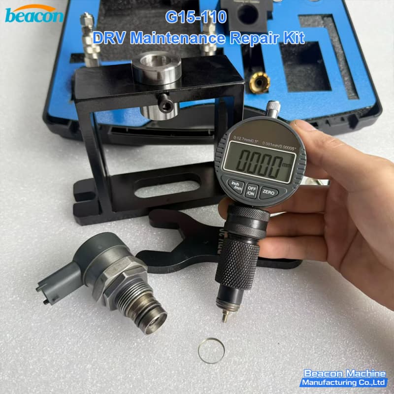 High precision digital dial indicator gauge for measuring DRV valve stroke and solenoid travel.