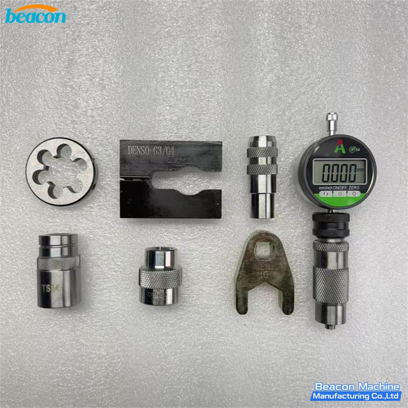 Precision common rail injector repair components for Toyota HiLux G3 G4 systems on a light gray background.
