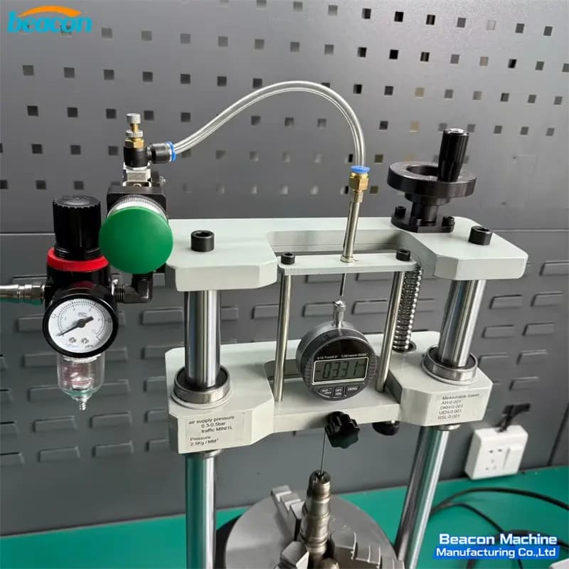 Detailed view of the air supply pressure regulator and flow meter on the G6-87 measurement stand.