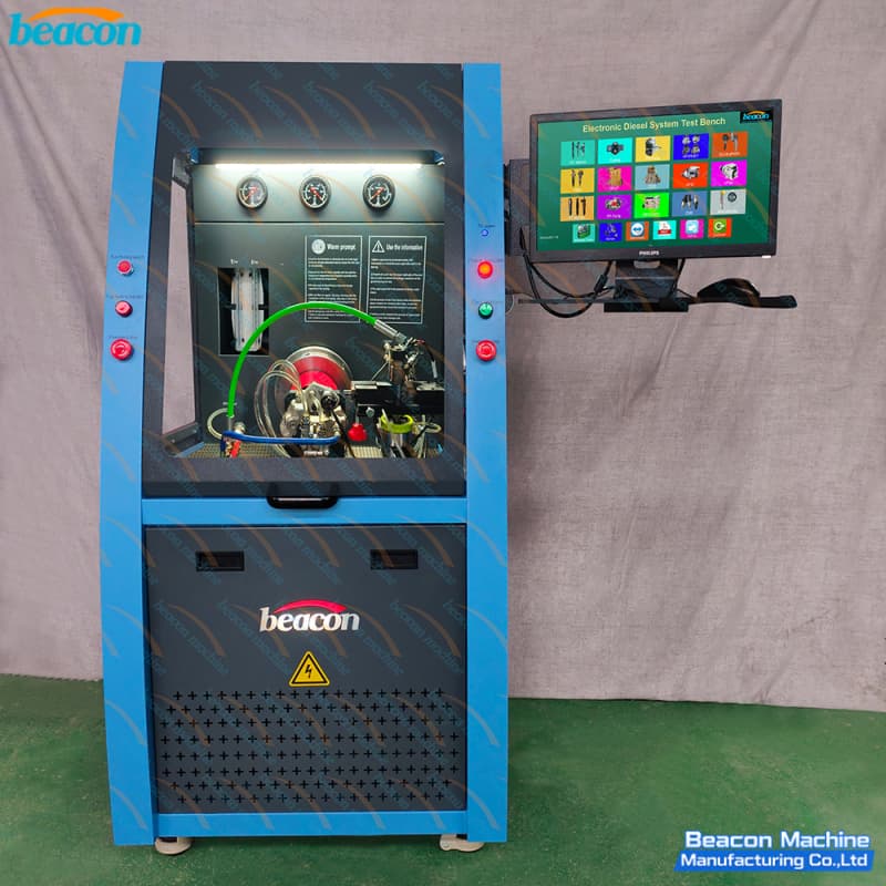 The CR1017 common rail test bench equipped with high-precision flow sensors.