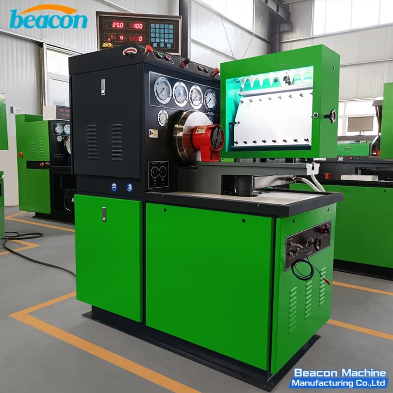 MINI12PSB-A industrial diesel injection pump bench side view in factory MINI12PSB-A industrial diesel injection pump bench side view in factory