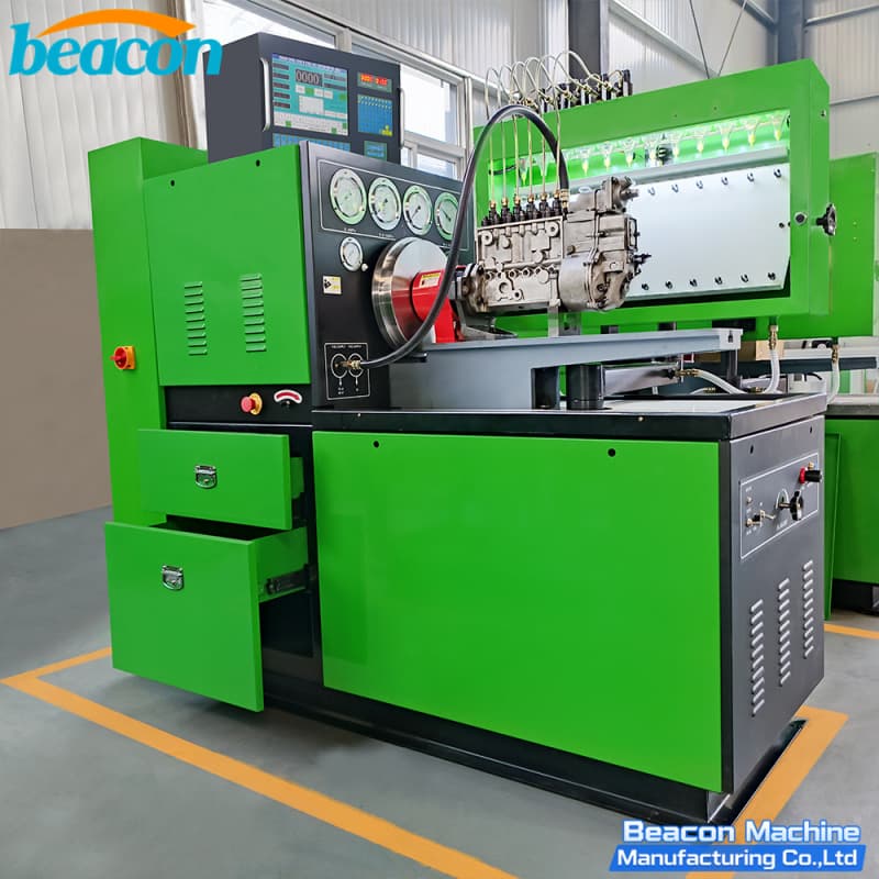 12 cylinder mechanical pump test bench side view showing storage system