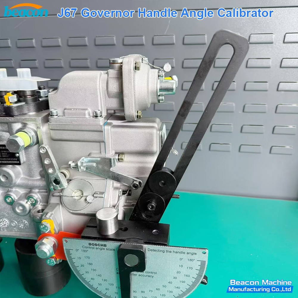 J67 mechanical fuel pump tool being used on a workshop test stand. J67 mechanical fuel pump tool being used on a workshop test stand.