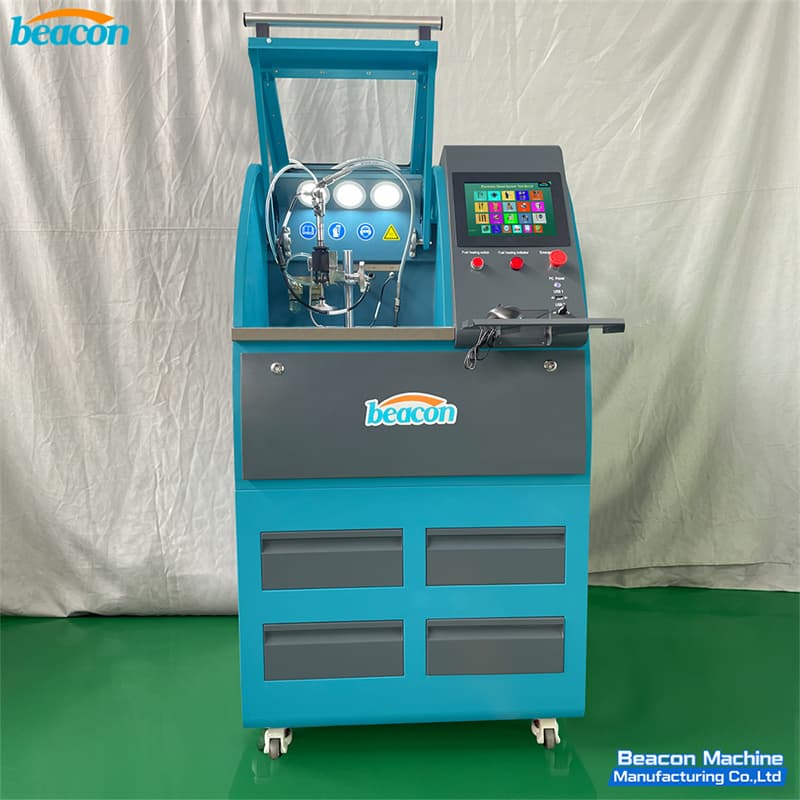 Compact diesel fuel injection diagnostic workstation for industrial engine workshops.