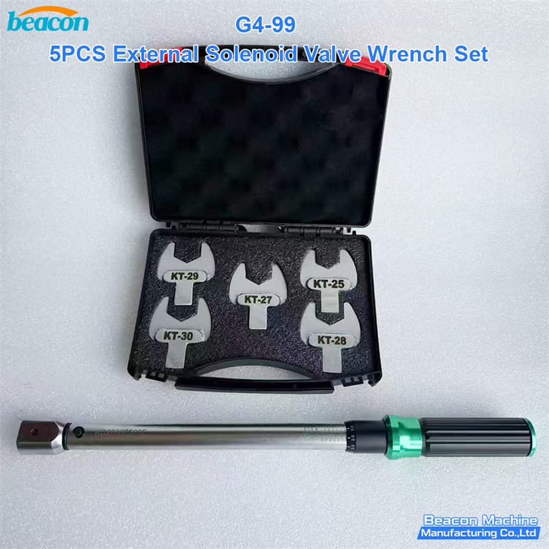 BEACON MACHINE G4-99 5pcs external solenoid valve wrench set in professional storage case.