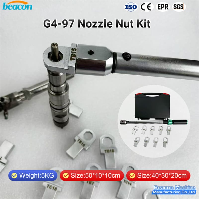 BEACON MACHINE G4-97 nozzle nut kit with torque handle and interchangeable heads BEACON MACHINE G4-97 nozzle nut kit with torque handle and interchangeable heads