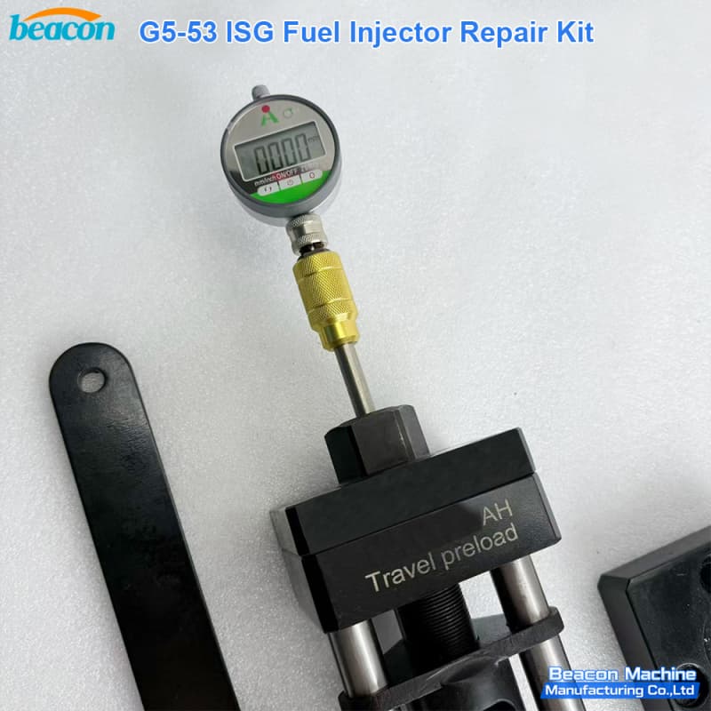 BEACON MACHINE G5-53 ISG fuel injector repair kit components close-up