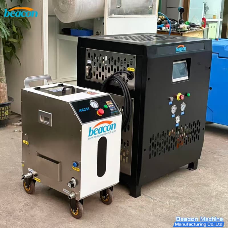 Side view of BCX60 industrial CO2 pelletizer with specialized ventilation design Side view of BCX60 industrial CO2 pelletizer with specialized ventilation design