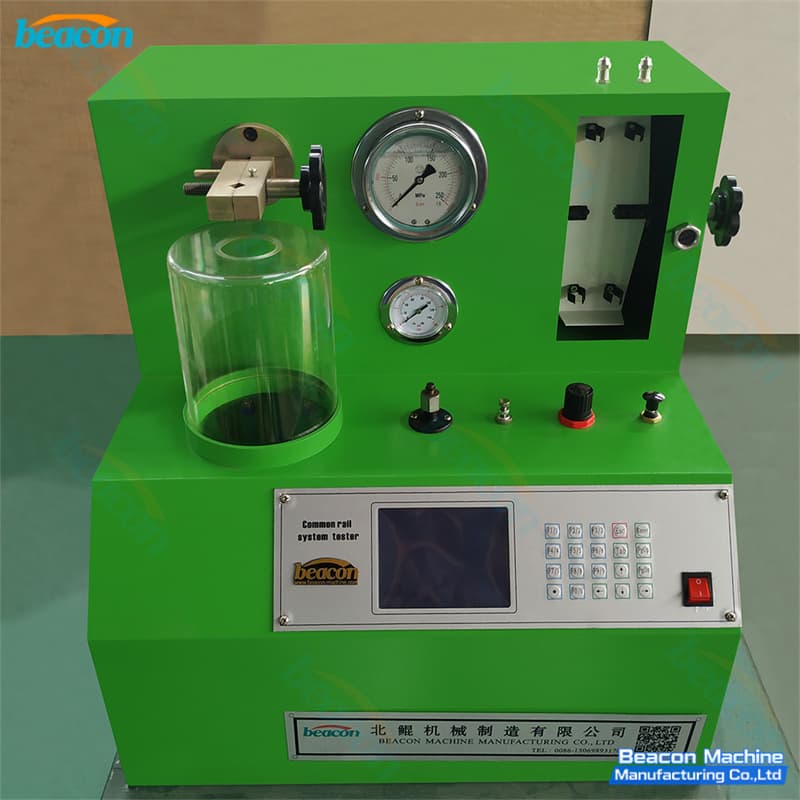 Side perspective of PQ1000-B diagnostic station with transparent protective oil cup Side perspective of PQ1000-B diagnostic station with transparent protective oil cup
