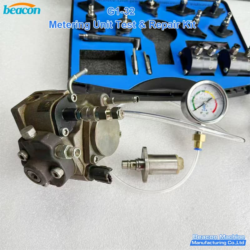 G1-32 metering unit test kit equipped with high-accuracy analog pressure gauge and transparent fuel lines.