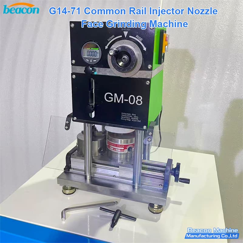 High-precision G14-71 common rail nozzle face grinding machine with digital displacement scale for micron-level accuracy. High-precision G14-71 common rail nozzle face grinding machine with digital displacement scale for micron-level accuracy.
