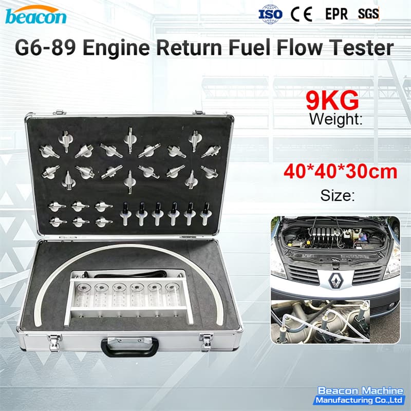 BEACON MACHINE G6-89 injector flow meter kit displaying 9KG weight and 40x40x30cm size specifications.
