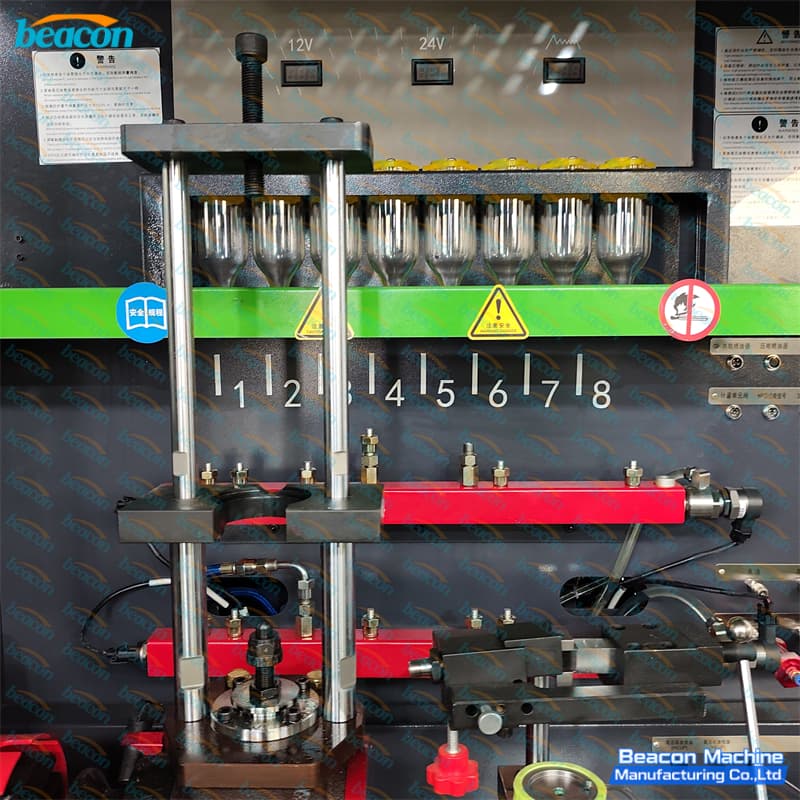 Close-up of the industrial touchscreen terminal running multi-brand diagnostic calibration software. Close-up of the industrial touchscreen terminal running multi-brand diagnostic calibration software.