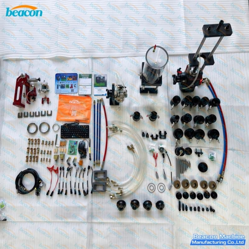 Complete accessory package including adapter sleeves, wiring harnesses, and high-pressure pipes for the BC810 test bench Complete accessory package including adapter sleeves, wiring harnesses, and high-pressure pipes for the BC810 test bench